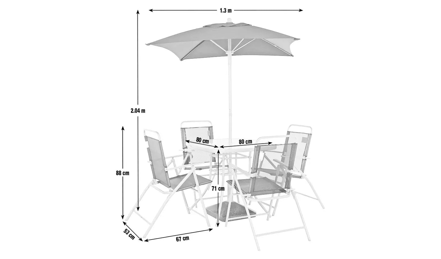 Atlantic 4 Seater Folding Metal Patio Set - Black